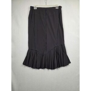 Alain Weiz Couture Skirt Womens 16 Black Pleated Flounce Mermaid Hem Lined J463